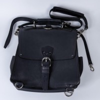 Saddleback Leather Co. Squared Black Leather Crossbody Shoulder Messenger Bag