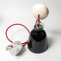 Caravaggio Small Pendant with Black High-Gloss Lacquered Shade