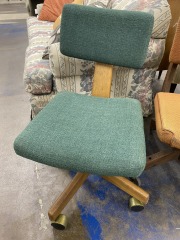 Vintage Forest Green Tweed Office Chair