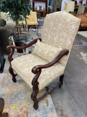 Vintage Studded & Carved Wood Living Room Chair