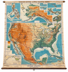 Antique United States School Wall Map
