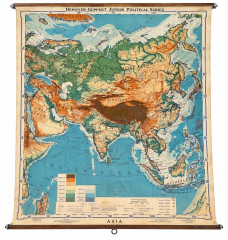 Antique Asia School Wall Map