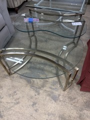 Two Tiered Glass\/Brass Coffee Table