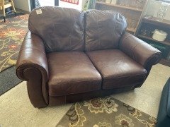 Brown Pleather Loveseat