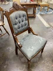 Antique Victorian Carved Burl Wood Parlor Chair