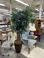 Artifical Faux Fiscus in Metal Planter