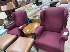 Red Wing Back Push Recliner