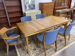 MCM Haywood Wakefield Table With Leaf and 6 Chairs