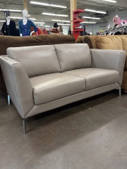 Taupe Leather Loveseat