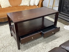 Dark Wood Look Coffee Table with Drawers