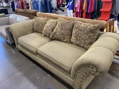 Rose Tapestry & Brown Tweed Classic Couch