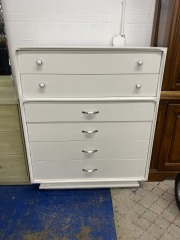 White 6 Drawer Tallboy Dresser