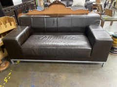 Modern Espresso Faux Leather Loveseat