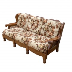 Vintage Cane Side Wood Floral Sofa