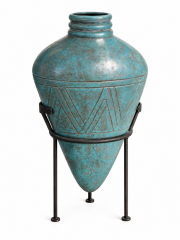 Turquoise Decorative Urn with Stand
