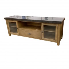 Wood w\/Slate Stone Top Entertainment w\/Storage Cabinet