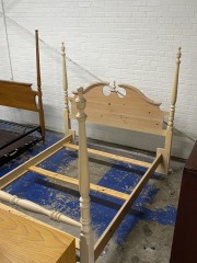 Blonde Wash Four Post Farmhouse Full\/Queen Bed Frame