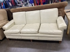 Ivory Vinyl MCM Couch (AS IS)