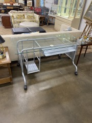 Industrial Metal & Glass Top Desk