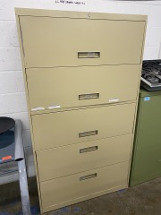 Beige Lateral Five Drawer Filing Cabinet