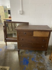 Antique Cowboy Dresser with Mirror (For Restoration)