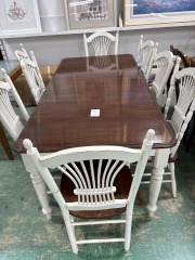 Two Tone Farmhouse Dining Table W\/8 Chairs