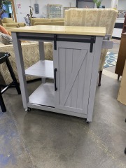 Grey Modern Farmhouse Rolling Kitchen Island