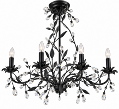Ornate Black Crystal Vine Chandelier
