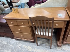 Honey-finish Wooden Desk & Chair