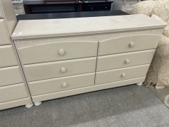 Cream Long 6 Drawer Dresser