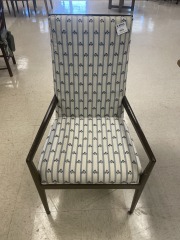 Blue Striped Dining Chair W\/Arms