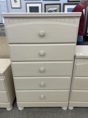 Cream Tall Boy Dresser