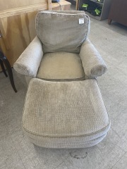 Tan Chair & Ottoman
