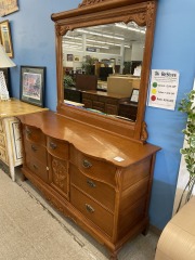 Antique Oak Dresser & Mirror