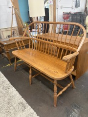 Vintage Oak Windsor Spindle Back Bench