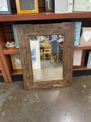 Wood Block Framed Mirror