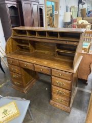 Walnut Look Roll Top Desk