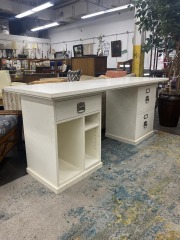 White Laminate Work Station with File Drawers