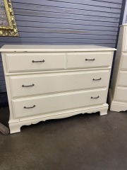 Vintage Ivory Bassette Three Drawer Dresser
