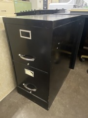 Vintage Deep Black Two Drawer Filing Cabinet