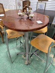 Wood\/Metal HIgh Top Table & 4 Chairs -SOLD AS A SET
