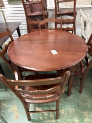 Cherry Wood Dining Rm Table w\/ 8 Chairs