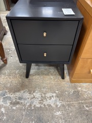 Black nightstand w\/ bronze hardware