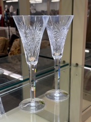 Vintage Waterford Millennium Health Crystal Champagne Flutes (Set of 2)