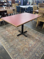 Rustic Red Sturdy Pedestal Dining Table