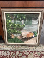 Melancholy Rose Garden Wheelbarrow Original Painting