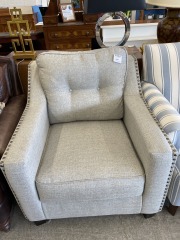 Beige Studded Side Chair