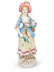 Glass Figurine holding basket