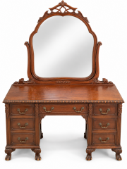 Carved Wood Vanity With Mirror