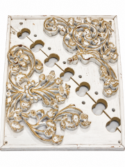 Gold Tinged White Floral Wood Panel